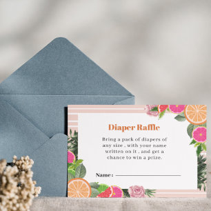 Carte D'accompagnement Aquarelle Tropical Citrus Diaper Raffle Enclosur