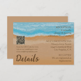 Carte D'accompagnement Aquarelle Tropical Ocean Beach Code QR Mariage