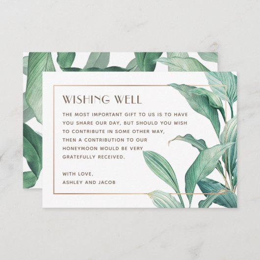 Carte D'accompagnement Aquarelle Tropical verdure mariage souhaitant bien (Devant / Derrière)