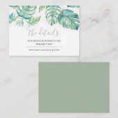 Carte D'accompagnement Aquarelle tropicale Botanique Détails de l'invité  (Devant / Derrière)