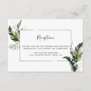 Carte D'accompagnement Aquarelle tropicale Foliage Réception de mariage