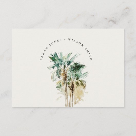 Carte D'accompagnement Aquarelle tropicale Palm Tree Mariage QR CODE RSVP (Dos)