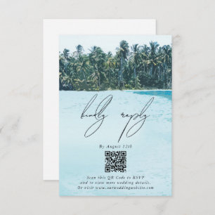 Carte D'accompagnement Aquarelle tropicale Palms & Mariage de plage