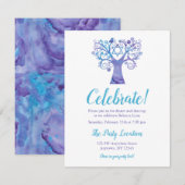 Carte D'accompagnement Aquarelle Turquoise violette Arbre de vie Réceptio (Devant / Derrière)