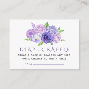 Carte D'accompagnement Aquarelle Ultra Violet Floral Baby Diaper Raffle