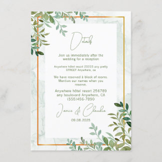 Carte D'accompagnement Aquarelle verdure feuillage feuille mariage
