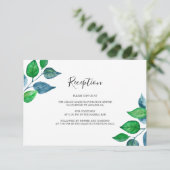 Carte D'accompagnement Aquarelle Verdure Foliage Réception de mariage (Debout devant)