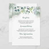 Carte D'accompagnement Aquarelle Verdure Informations Mariage Invité (Devant / Derrière)