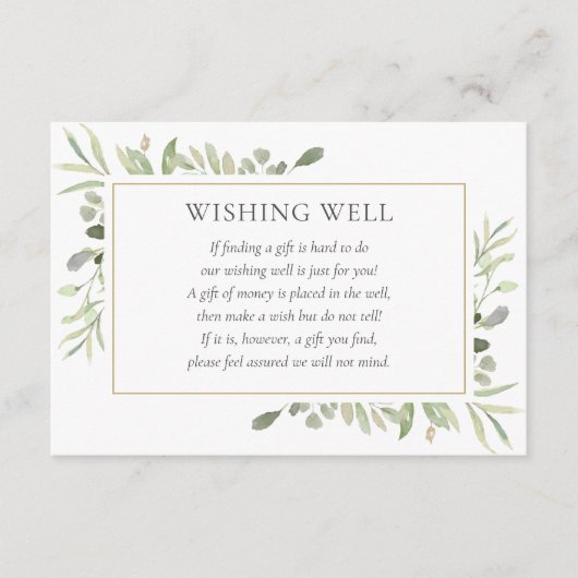 Carte D'accompagnement Aquarelle Verdure Mariage Wishing Well (Devant)