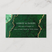 Carte D'accompagnement Aquarelle Vert Marbre Or Agate Géode Mariage (Devant)