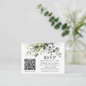Carte D'accompagnement Aquarelle vert Mariage QR RSVP Dusty Blue (Debout devant)