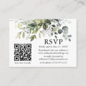 Carte D'accompagnement Aquarelle vert Mariage QR RSVP Dusty Blue (Devant)
