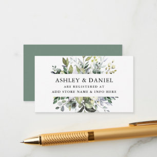 Carte D'accompagnement Aquarelle Vert Mariage Registre Sage Vert