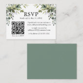 Carte D'accompagnement Aquarelle vert Mariage Sage vert RSVP QR (Devant / Derrière)