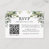 Carte D'accompagnement Aquarelle vert Mariage Sage vert RSVP QR (Devant)