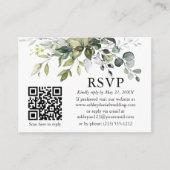 Carte D'accompagnement Aquarelle verte Mariage photo QR RSVP (Devant)