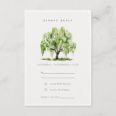 Carte D'accompagnement Aquarelle verte Willow Tree Farm Wedding RSVP (Devant)