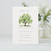 Carte D'accompagnement Aquarelle verte Willow Tree Farm Wedding RSVP (Debout devant)