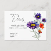 Carte D'accompagnement Aquarelle Vibrant Orange et violet Fleurs sauvages (Devant)