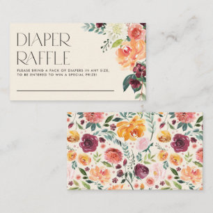 Carte D'accompagnement Aquarelle vintage Fleurs de chute Raffle de couche
