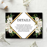 Carte D'accompagnement Aquarelle vintage noir blanc Détails floraux<br><div class="desc">Classic, élégant, vintage blanc aquarelle fleuri sur cadre arrière - plan noir et faux doré. DÉTAILS mariages Cartes de boîtier pour les invitations. Correspond à n'importe quel style mariage, simple mais classe. Le dos de la carte a marié et marié monogrammes. Associez-les aux invitations et autres objets de cette collection....</div>