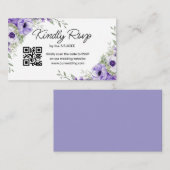 Carte D'accompagnement aquarelle violet fleuri rsvp mariage qr code (Devant / Derrière)