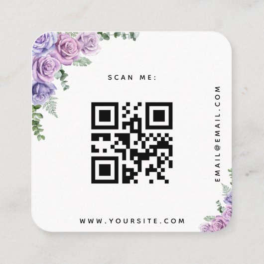 Carte D'accompagnement Aquarelle violet Rose Mariage QR Code RSVP Chic (Dos)