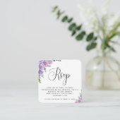 Carte D'accompagnement Aquarelle violet Rose Mariage QR Code RSVP Chic (Debout devant)