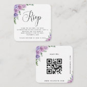 Carte D'accompagnement Aquarelle violet Rose Mariage QR Code RSVP Chic (Devant / Derrière)