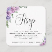 Carte D'accompagnement Aquarelle violet Rose Mariage QR Code RSVP Chic (Devant)