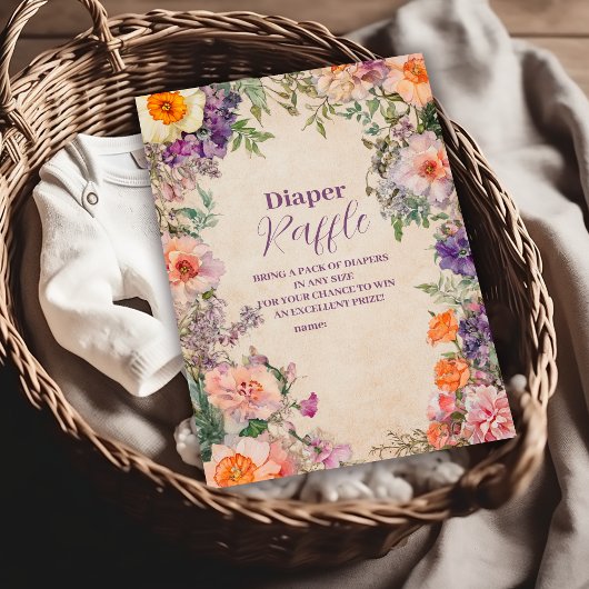 Carte D'accompagnement Aquarelle Whimsical Diapper Raffin Floral