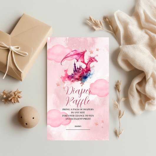 Carte D'accompagnement Aquarelle Whimsical Dragon Rosé Déchets Raffin