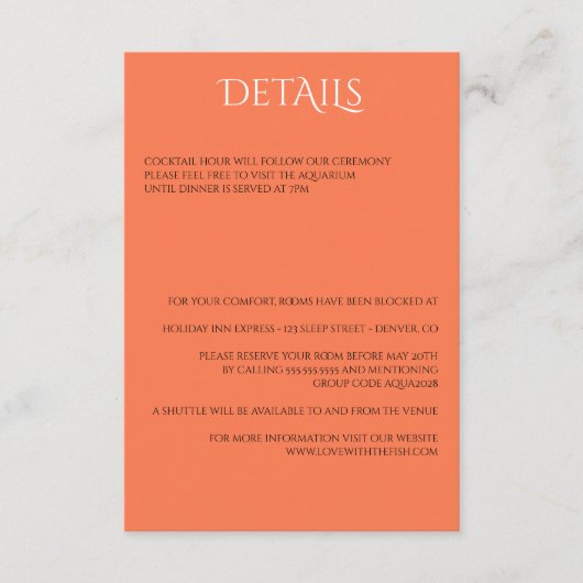 Carte D'accompagnement Aquarium coloré (Devant)