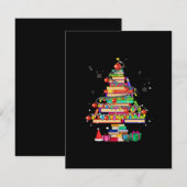 Carte D'accompagnement Arbre de la bibliothèque de joyeux Noël (Devant / Derrière)