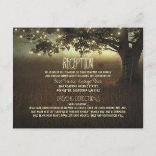 Carte D'accompagnement arbre de lumières réception de mariage rustique