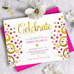 Carte D'accompagnement Arbre de vie en or rose bat mitzvah Arbre de vie m<br><div class="desc">Soyez fier, réjouissez-vous et présentez cette étape importante de votre Bat mitzvah préféré ! Cet abstrait arbre à feuille d'or imitation graphique avec rose brillant, orange et rouge étoile de David et point "feuilles" sur un arrière - plan blanc, est le parfait insert personnalisé d'info de fête pour cette occasion...</div>