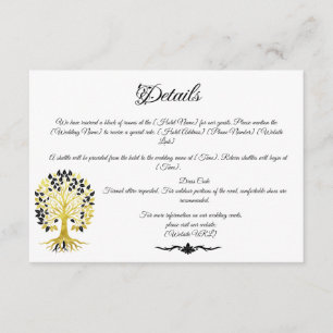 Carte D'accompagnement Arbre d'or de la vie Mariage sophistiqué intempore