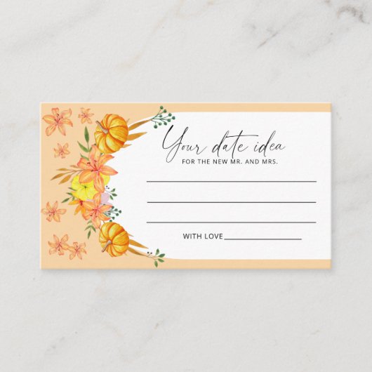 Carte D'accompagnement Arc citrouille Date idées nuit \ Date pot (Devant)