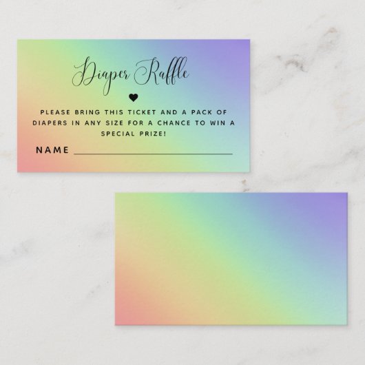 Carte D'accompagnement Arc-en-ciel Baby shower neutre Raffle E (Devant / Derrière)