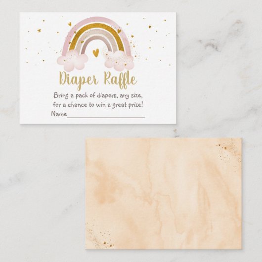 Carte D'accompagnement Arc-en-ciel Neutre Baby shower or Raffin (Devant / Derrière)