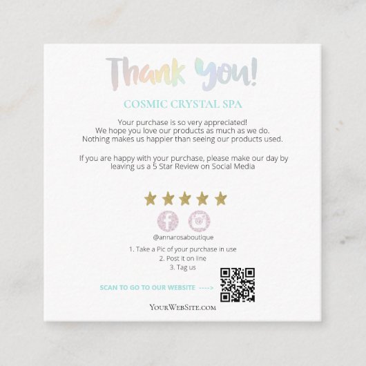 Carte D'accompagnement *~* Arc en ciel. QR AP8 MERCI Gold Star (Devant)