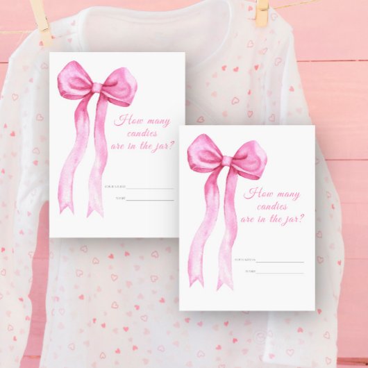Carte D'accompagnement Arc rose - Devinez combien de bonbons jeu