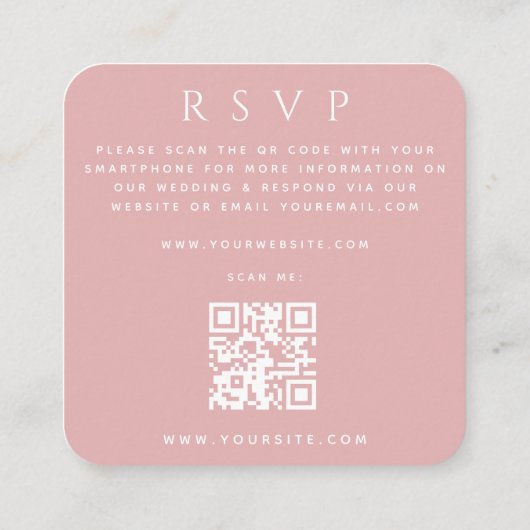 Carte D'accompagnement Arc rose Dusty Photo QR Code Mariage en ligne RSVP (Dos)