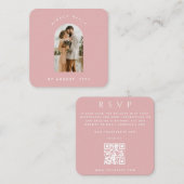 Carte D'accompagnement Arc rose Dusty Photo QR Code Mariage en ligne RSVP (Devant / Derrière)