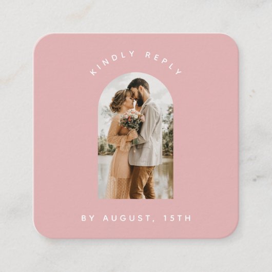 Carte D'accompagnement Arc rose Dusty Photo QR Code Mariage en ligne RSVP (Devant)