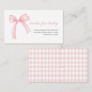 Carte D'accompagnement Arc rose en vichy livres de baby shower pour bébé