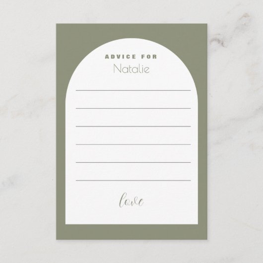 Carte D'accompagnement Arc Vert Sage Moderne Polices Élégantes Gradué (Devant)