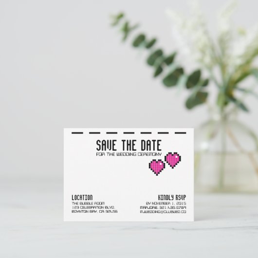 Carte D'accompagnement arcade rétro GAMER MARIAGE enregistrer la date ROS (Debout devant)