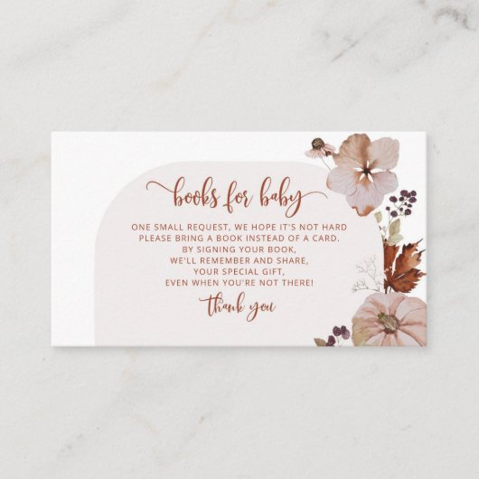 Carte D'accompagnement Arch Boho citrouille livres pour bébé (Devant)