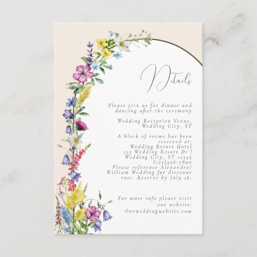 Carte D'accompagnement Arch Fleur sauvage moderne Aquarelle Détails Maria (Devant)